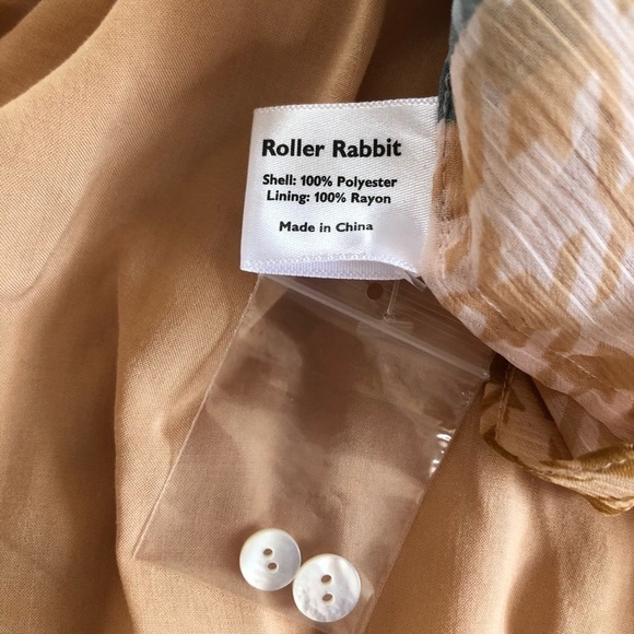 Roller Rabbit Orange Blue Hounds Tooth Print Top - Picture 5 of 7